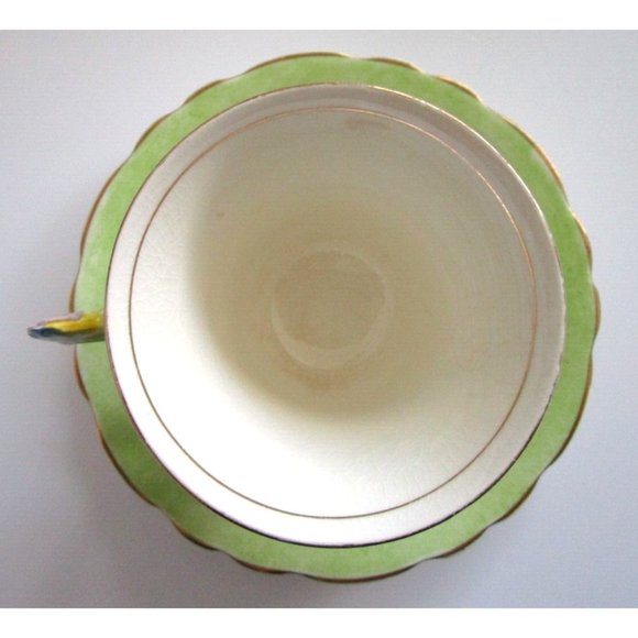James Kent Longton England Green Cup & Saucer & Flower Handle #1156 VTG - *READ* - Picture 9 of 14